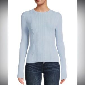 Vince Black Ribbed Knit Fitted Mockneck Top